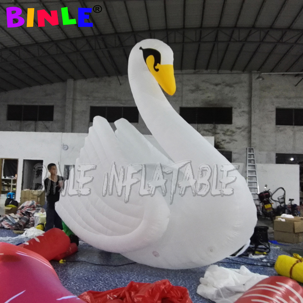 Customized 4m advertising white giant inflatable swan model goose for holiday park decoration
