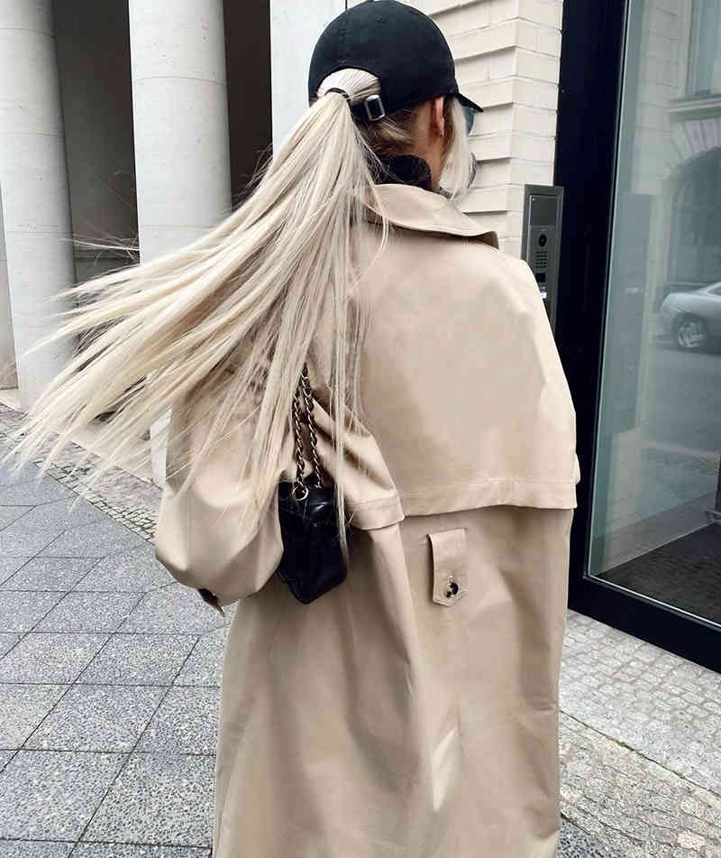 Vintage Women Stylish Trench Coats Fashion Ladies Oversize Cotton Windbreakers Casual Female Chic Outfits Girls Cool 210430