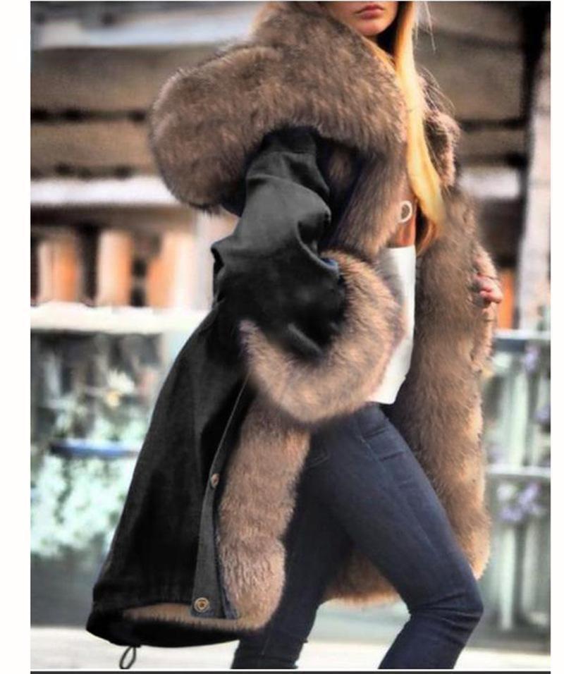 Women's Leather & Faux 2021 Female Fur Lining Parker Long Winter Jacket Top Parka Luxury Large Collar Hooded, Black
Women's Leather & Faux 2021 Female Fur Lining Parker Long Winter Jacket Top Parka Luxury Large Collar Hooded, Black