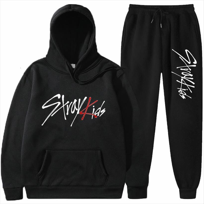 KPOP Stray Kids Sweatshirt Sweatshirt Hommes Superficiers Superficiers Costume Pantalon de chemise Ensembles Unisexx Sweat à capuche Vêtements Ba