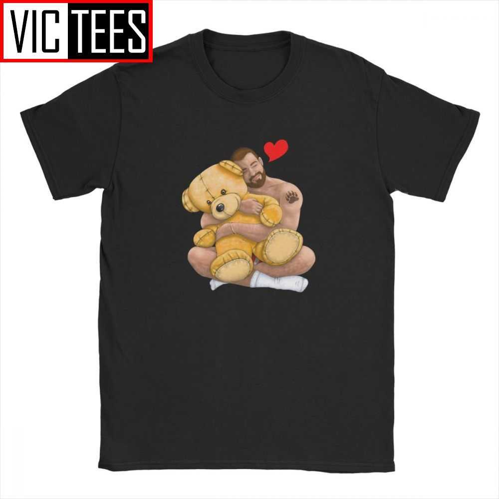 Funny Bear Hug T-Shirt Men Crew Neck 100 Percent Cotton Tshirt Gay Art Pride Grrr LGBT Winter Camisas Hombre 210629