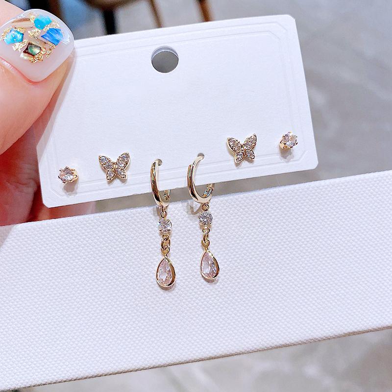 Dangle & Chandelier Trendy 3 Pairs CZ Crystal Butterfly Water Drop Earrings For Women Gold Color Plated Cubic Zircon Jewelry
Dangle & Chandelier Trendy 3 Pairs CZ Crystal Butterfly Water Drop Earrings For Women Gold Color Plated Cubic Zircon Jewelry