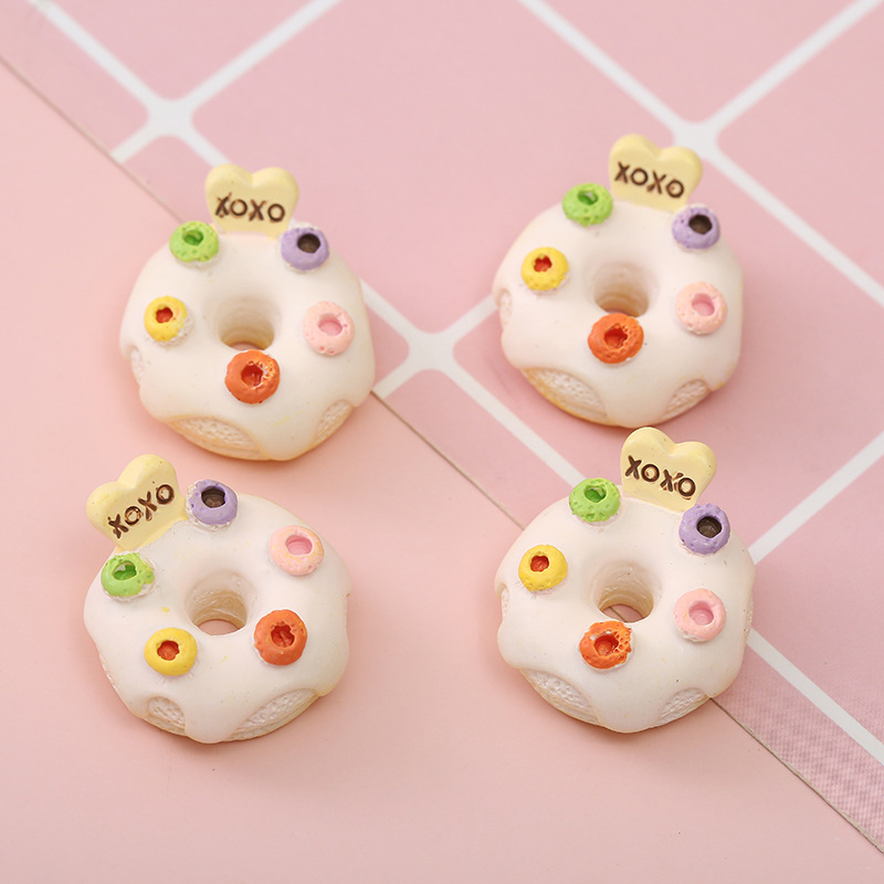 30pcs/lot 20mm Lovely Donuts Flat Back Cabochon Scrapbooking Hair Bow Center Embellishments DIY Accessories