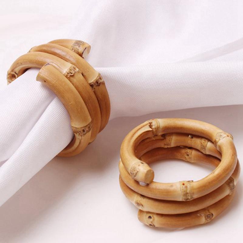 Napkin Rings LUDA 12 Pack Home Dinner Table Serviette Buckles Eye-Catching Round Bamboo Husk Decoration For Wedding