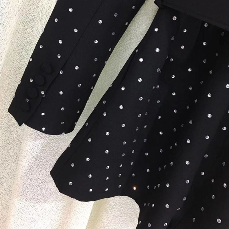 Casual Patchwork Diamond Jumpsuit For Women Notched Long Sleeve High Waist Wide Leg Pants Dot Jumpsuits Female 210521