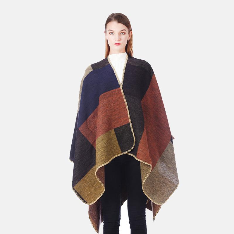 Scarves Spring And Autumn Simple Cloak Women's Color Tie-dye Geometric Squares Plain Weave Split Thick Mid-length Warm Shawl
Scarves Spring And Autumn Simple Cloak Women's Color Tie-dye Geometric Squares Plain Weave Split Thick Mid-length Warm Shawl