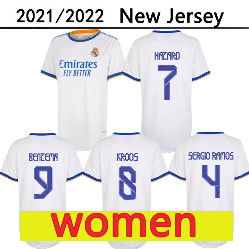 WOMEN soccer jerseys ladies camiseta 2021 2022 Real Madrid Maillots de football shirts grils 21 22 home away third fourth BENZEMA HAZARD SERGIO RAMOS KROOS uniforms
WOMEN soccer jerseys ladies camiseta 2021 2022 Real Madrid Maillots de football shirts grils 21 22 home away third fourth BENZEMA HAZARD SERGIO RAMOS KROOS uniforms