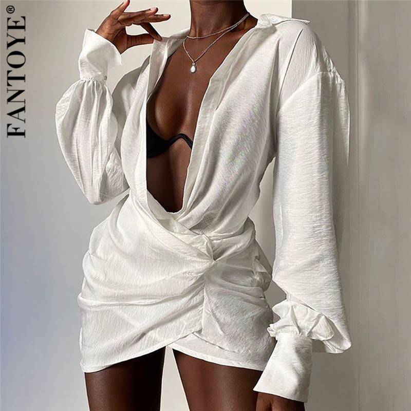 FANTOYE Irregular Chiffon Long Sleeve Dresses For Women Loose Sexy Deep V Neck Mini Dress Bodycon Partywear Femme Vestidos, White
FANTOYE Irregular Chiffon Long Sleeve Dresses For Women Loose Sexy Deep V Neck Mini Dress Bodycon Partywear Femme Vestidos, White