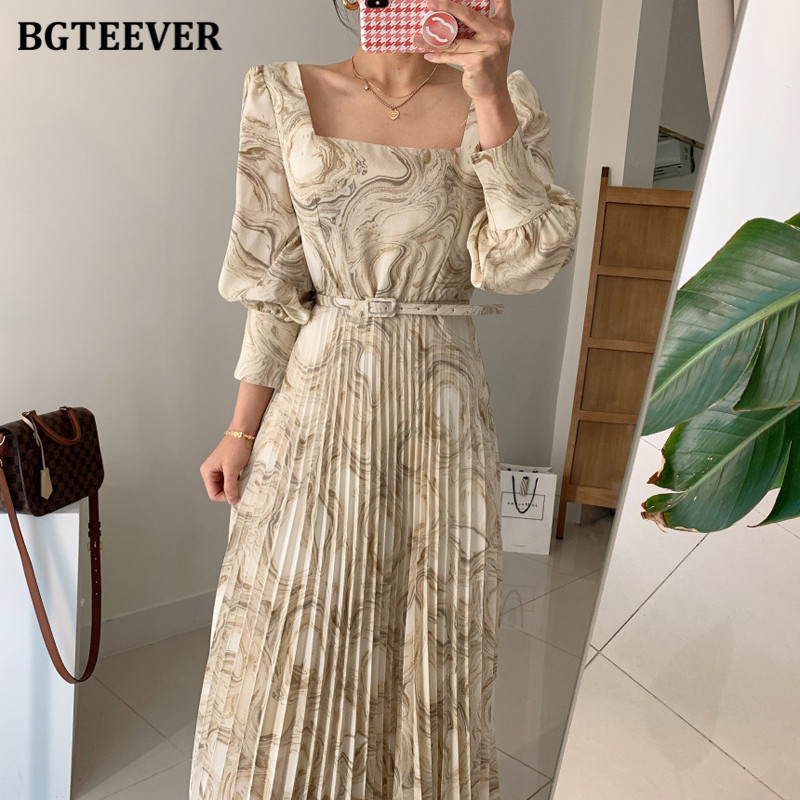 BGTEEVER Elegant Square Collar Women Pleated Dress Long Sleeve Slim Belted Sashes Female Printed Dress Vestidos 2021, Picture color
BGTEEVER Elegant Square Collar Women Pleated Dress Long Sleeve Slim Belted Sashes Female Printed Dress Vestidos 2021, Picture color
