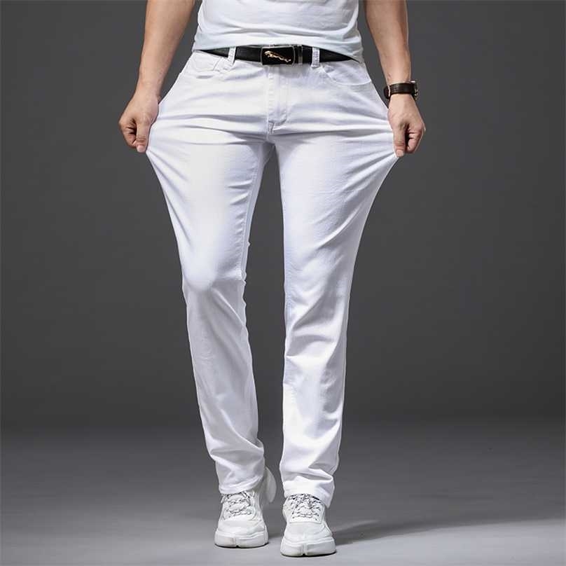 Autumn Men's Stretch White Jeans Classic Style Slim Fit Soft Trousers Male Brand Business Casual Pants 211111
Autumn Men's Stretch White Jeans Classic Style Slim Fit Soft Trousers Male Brand Business Casual Pants 211111