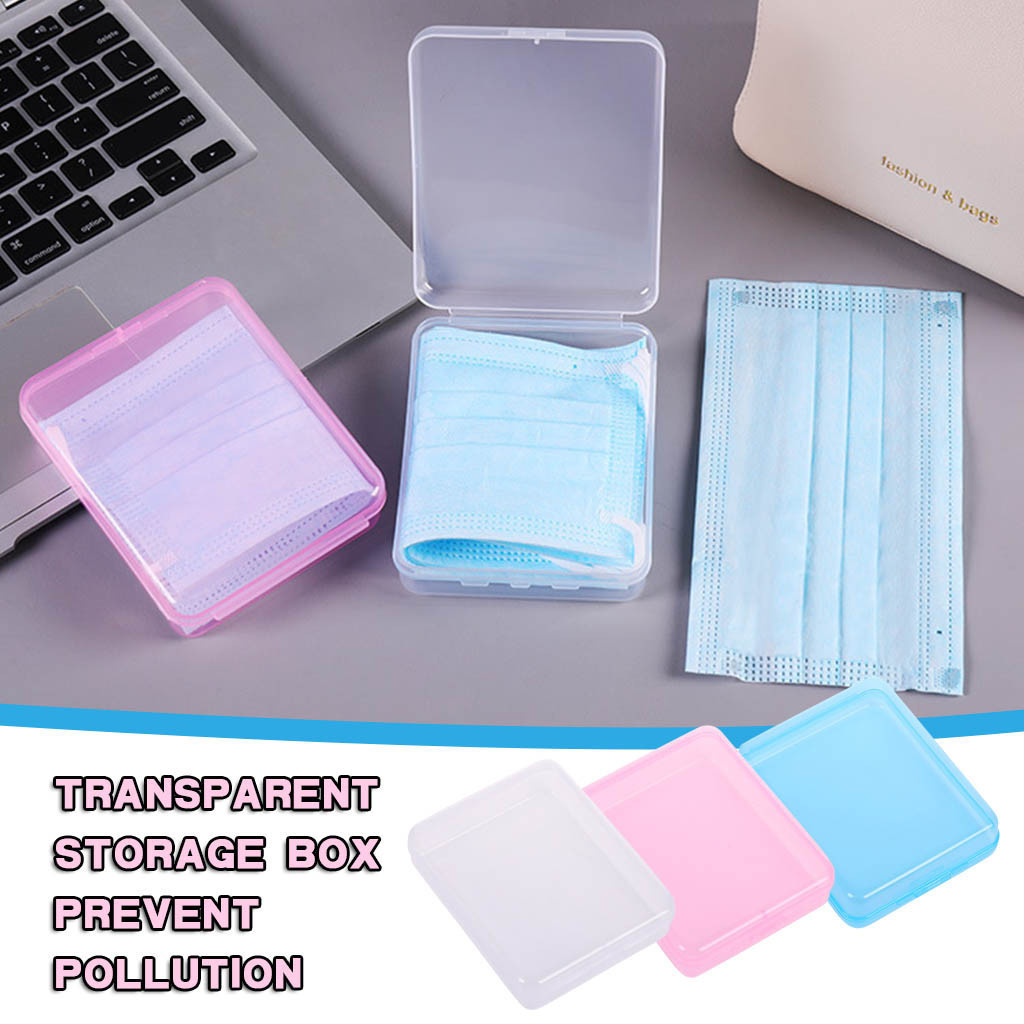 1/2/3 Guards mascarilla transparent square plastic mask case holder portable dust-proof storage case of container