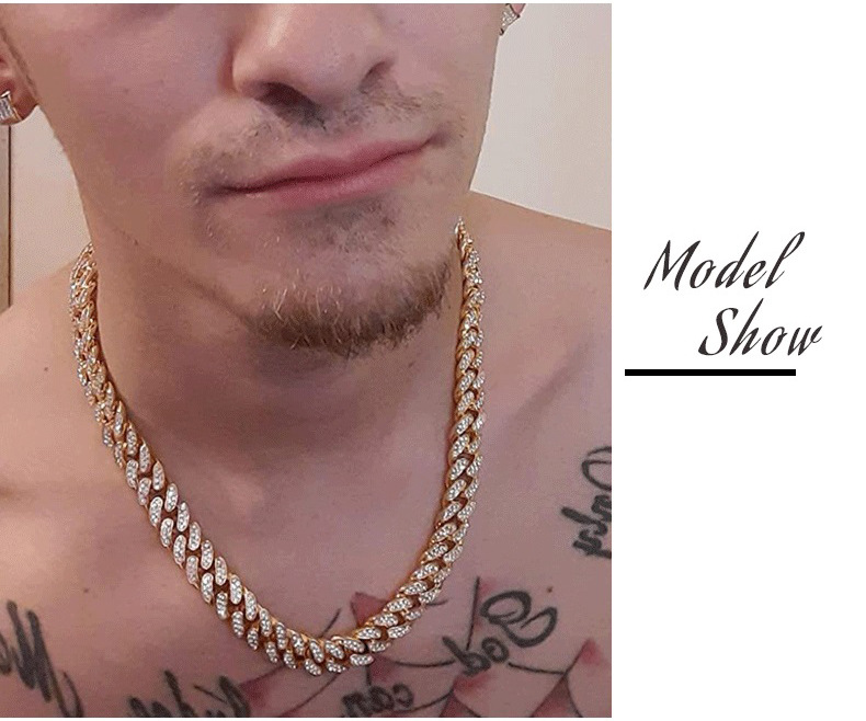 Hip Hop Bling Fashion Chains Jewelry Men Gold Silver Miami Cuban Link Chain Necklaces Diamond Iced Out Chian Necklaces