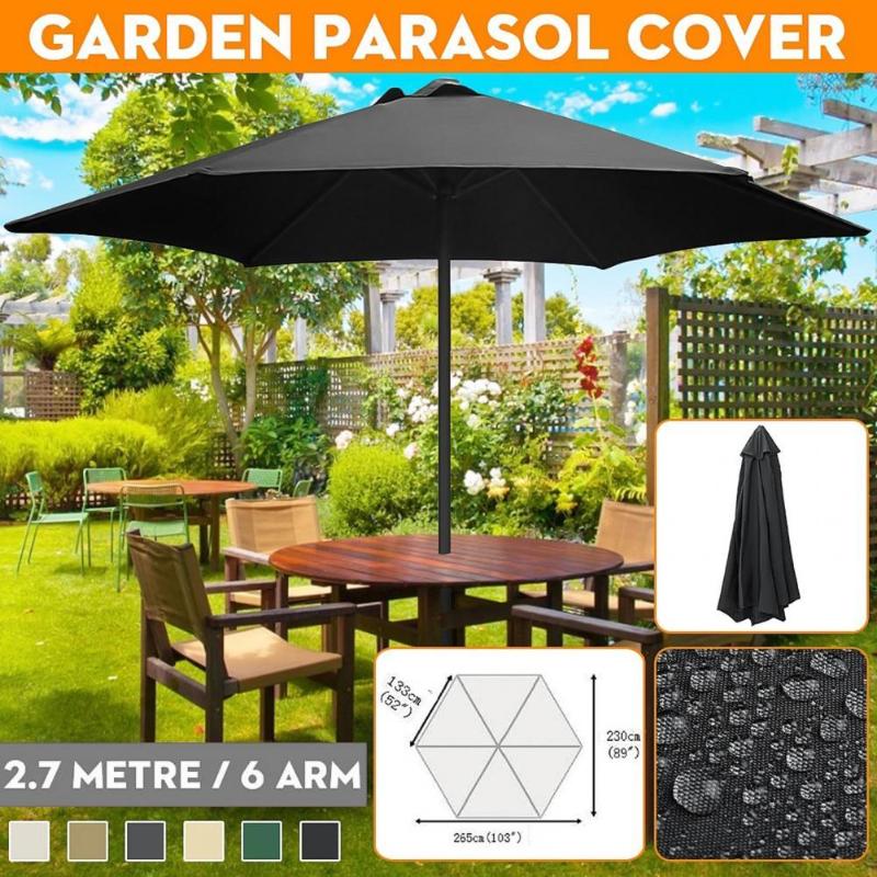 Shade 200x300cm 6 Arm Parasol Patio Sunshade Garden Umbrella Canopy Cover Waterproof Anti UV Outdoor Beach Awning Sun Shelter