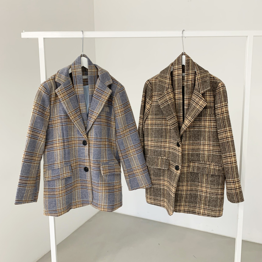 Comelsexy Winter Woolen Plaid Women's Jacket Sashes Vintage Single Button Coats Pocket Long Sleeve Female Outwear 210515