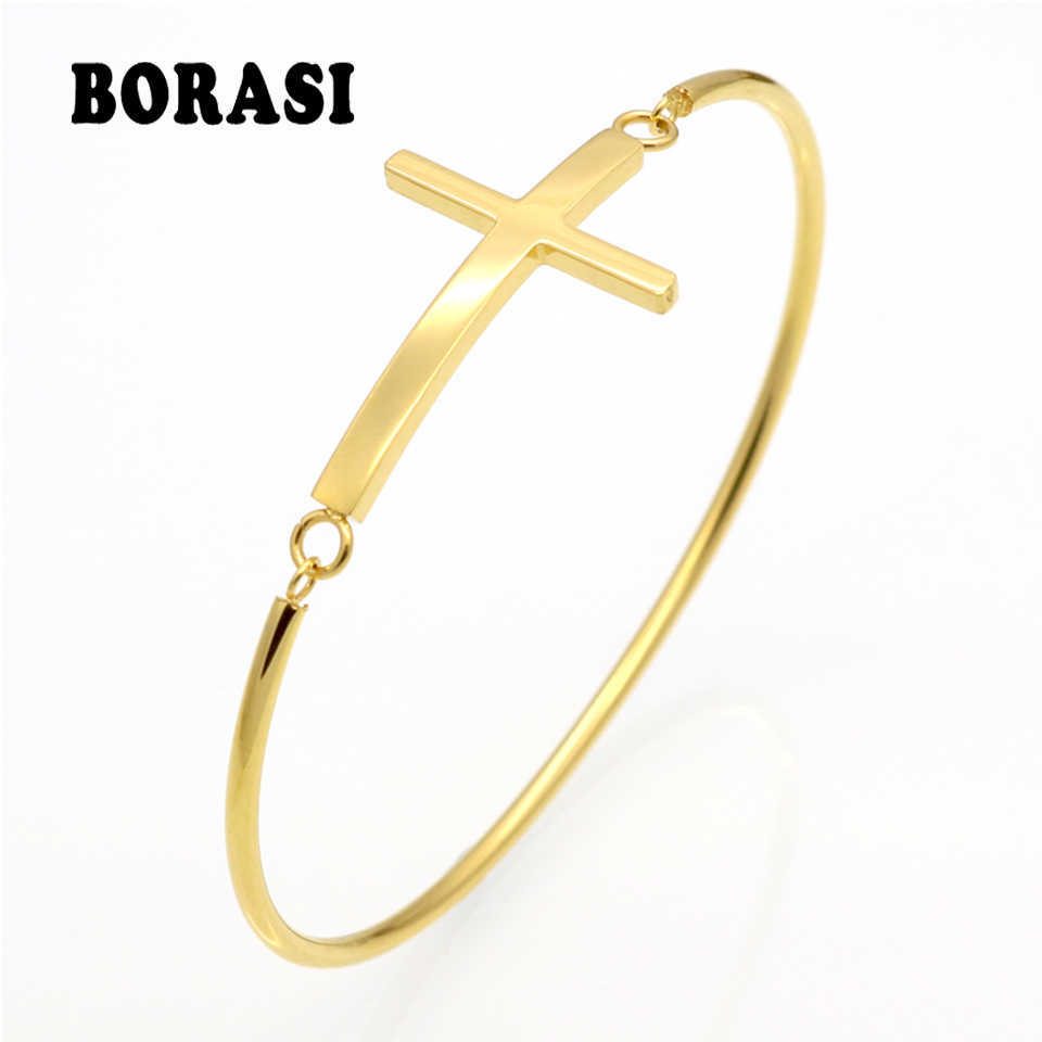 Fashion Gold Sideways Cross Faith Christian Stainless Steel Cross Bracelet Simple Tiny Small Horizontal Cross Bracelets Q0719
Fashion Gold Sideways Cross Faith Christian Stainless Steel Cross Bracelet Simple Tiny Small Horizontal Cross Bracelets Q0719