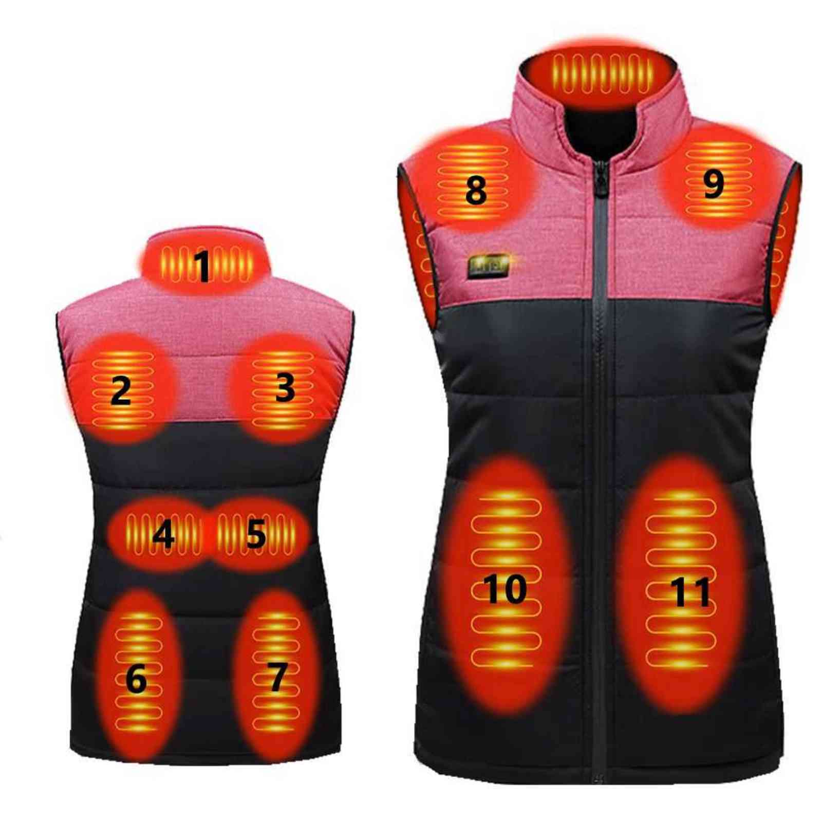 11 Heated Vest Jacket Fashion Men women Coat Clothes Intelligent Electric Heating Thermal Warm Clothes Winter Heated Vest 211111