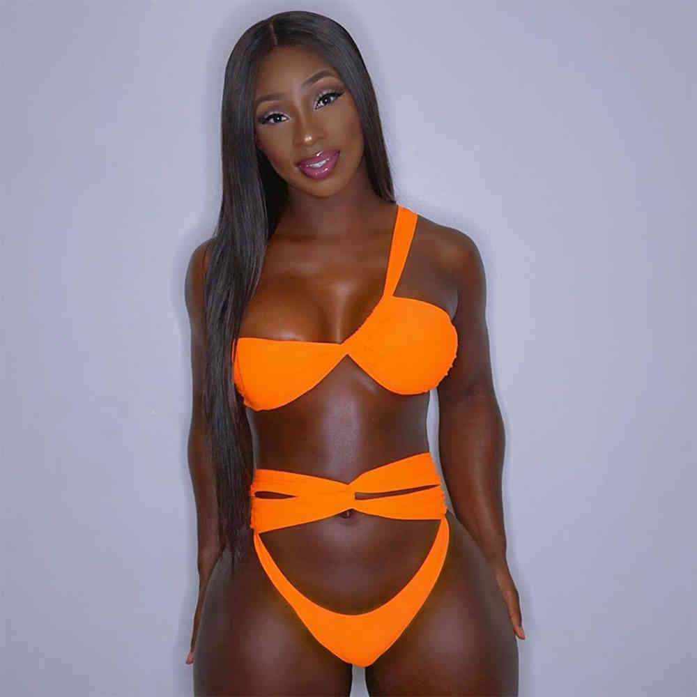 Sexy Bikini Women One Shoulder Swimwear Female High Waist Swimsuit Hollow Out Set Bather Bathing Suits Swim Lady 210521, Orange
Sexy Bikini Women One Shoulder Swimwear Female High Waist Swimsuit Hollow Out Set Bather Bathing Suits Swim Lady 210521, Orange