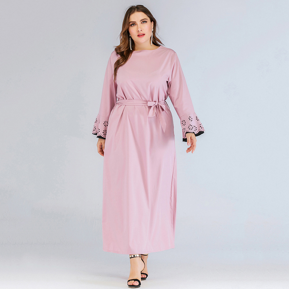 Plus Size Abaya Muslim Dress Women Flare Sleeve Pink Party Long Dress Lace-up Hijab Kaftan Turkey Clothing Arabic Dubai Robe New
Plus Size Abaya Muslim Dress Women Flare Sleeve Pink Party Long Dress Lace-up Hijab Kaftan Turkey Clothing Arabic Dubai Robe New