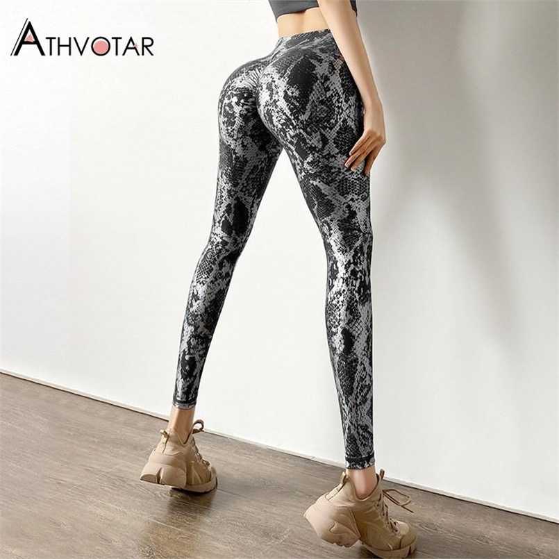 ATHVOTAR Leggings Women Snake Printed High Waist Workout Fitness Leggins Sport Push Up Elasticity Legging 211215