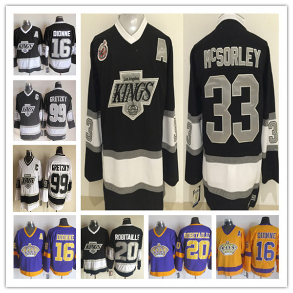 Man Los Angeles LA King Retro Wayne Gretzky Jerseys Hockey 33 Marty McSorley 20 Luc Robitaille 16 Marcel Dionne Stitched CCM Black White Yellow Purple Alternate от DHgate WW
