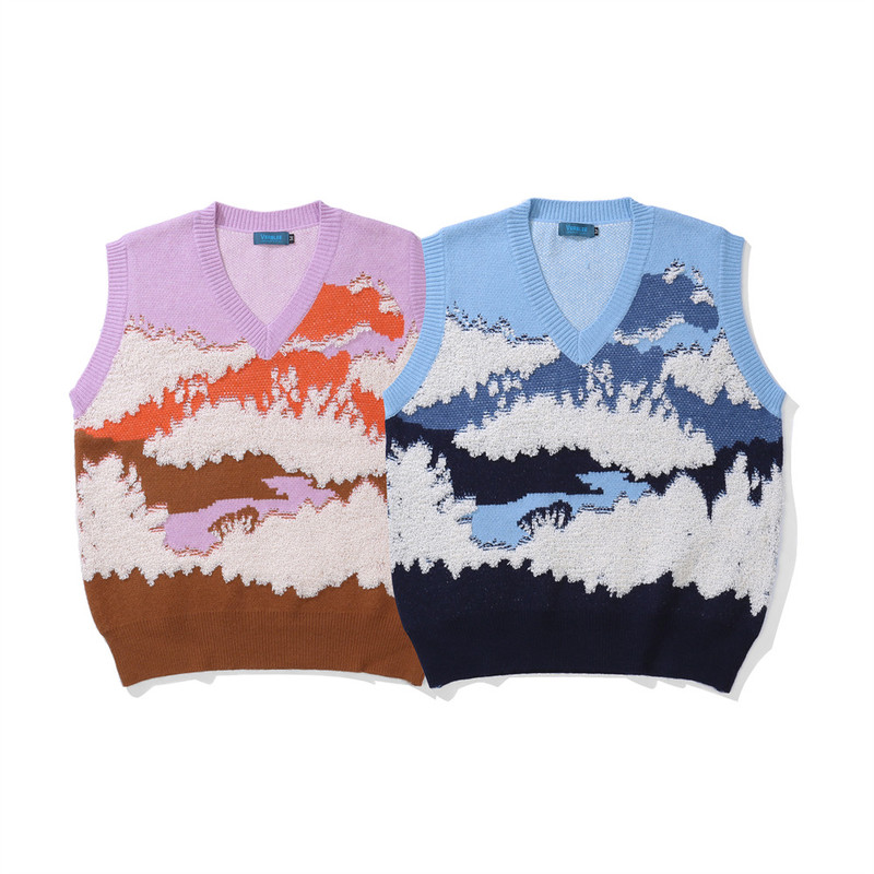 Snow Mountain Pattern Embroidery Knitted Vest Men's European and American Fashion Brand Loose Sleeveless Sweater Lazy Style Outer Wear Vest, Black;white
Snow Mountain Pattern Embroidery Knitted Vest Men's European and American Fashion Brand Loose Sleeveless Sweater Lazy Style Outer Wear Vest, Black;white