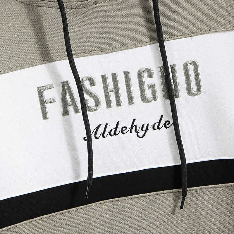 Fashioin Striped Hooded Hoodies Men Embroidery Fashigno Streetwear Sweatshrits Pullover Male Long Sleeve Autumn Yellow Black Top 210601