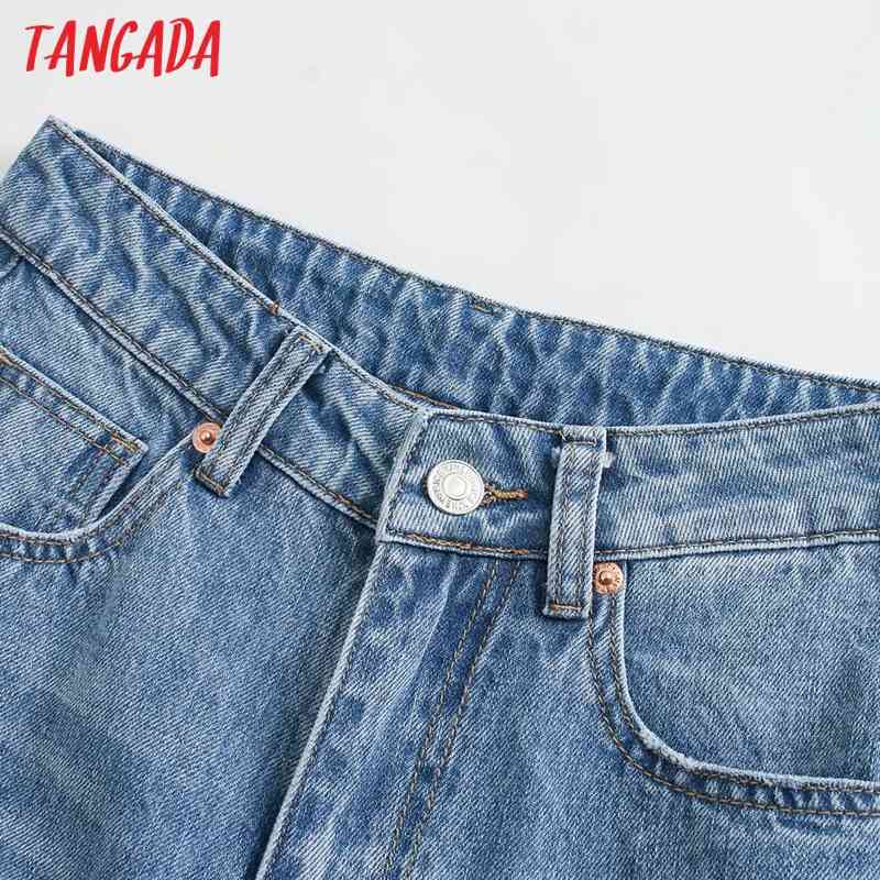 Fashion Women Hollow Ripped Blue Denim Jeans Trousers High Waist Lady Pants Pantalon 4M02 210416