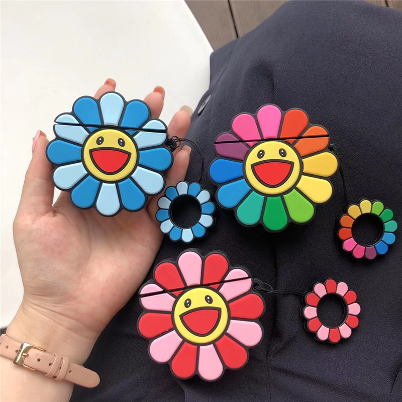 Cute Color Sunflower Design Headphone Cases For Airpod Pro Protective Cover Airpods Shell Men Women Wireless Bluetooth Accessories