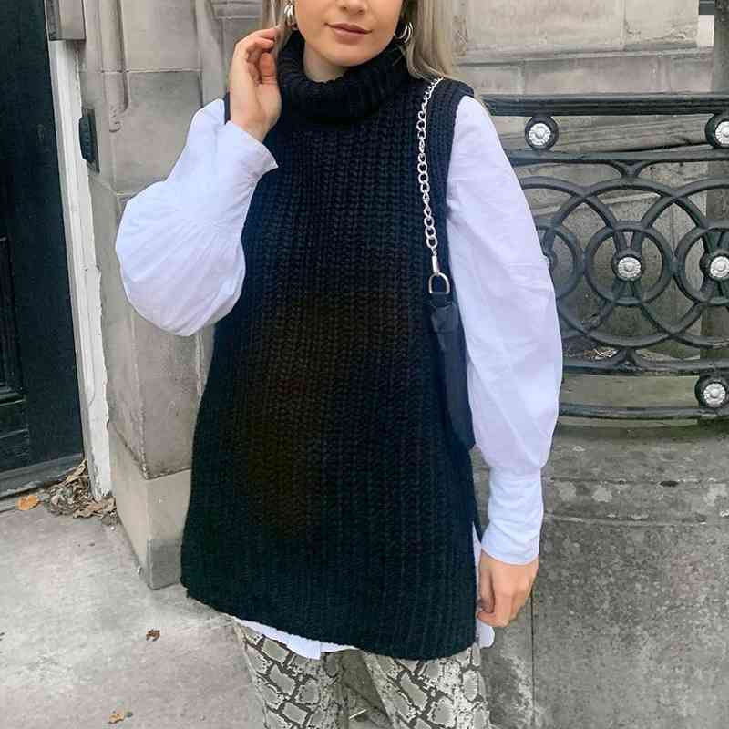 Vintage Women Knitted Turtleneck Long Sweaters Spring- Autumn Fashion Ladies Elegant Pullovers Female Chic Knitwear 210430