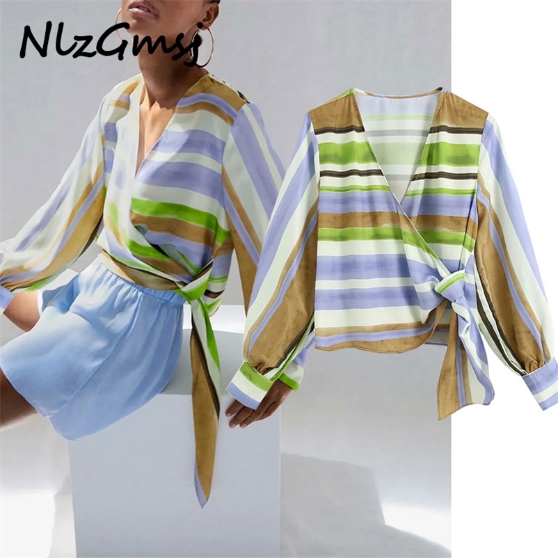 Women Fashion Crossover Striped Wrap Cropped Blouses Vintage Long Sleeve Side Bow Tied Female Shirts Chic Tops 210628, Stripe
Women Fashion Crossover Striped Wrap Cropped Blouses Vintage Long Sleeve Side Bow Tied Female Shirts Chic Tops 210628, Stripe