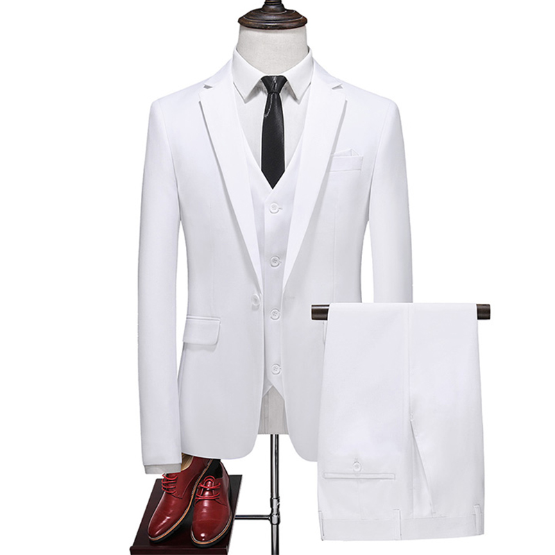 Customized men's wedding groomsmen banquet formal business three-piece suit (top + pants + vest)