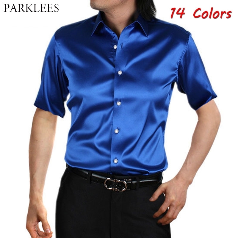 Silk Satin Men Shirt Smooth Comfortable Shirts for Men Casual Slim Fit Button Up Mens Short Sleeve Dress Shirt 14 Colors 210524, Light pink
Silk Satin Men Shirt Smooth Comfortable Shirts for Men Casual Slim Fit Button Up Mens Short Sleeve Dress Shirt 14 Colors 210524, Light pink