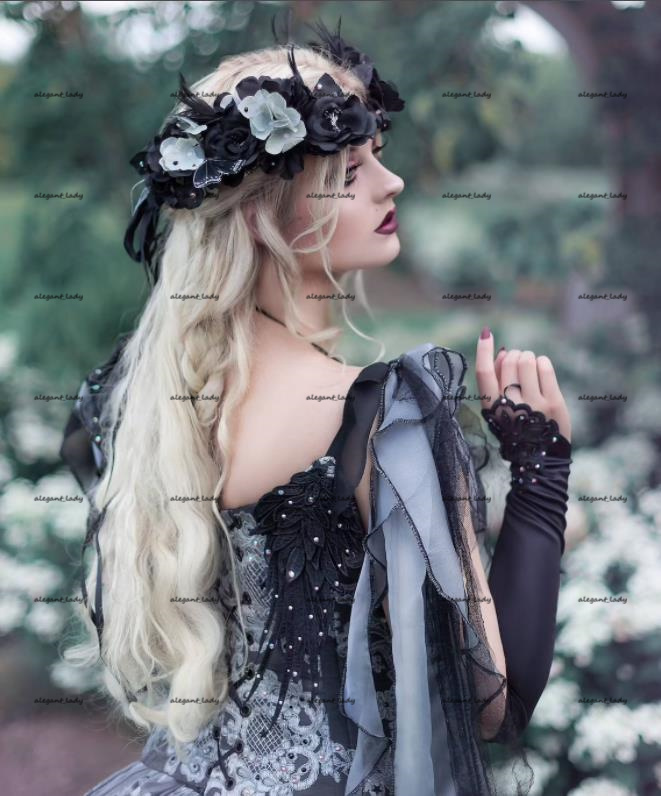 Grey Black Lace Gothic Evenig Dresses 2022 Mystic Garden Butterfly Lace-up Corset Top Renaissance Halloween Cosplay Prom Dress Plus size