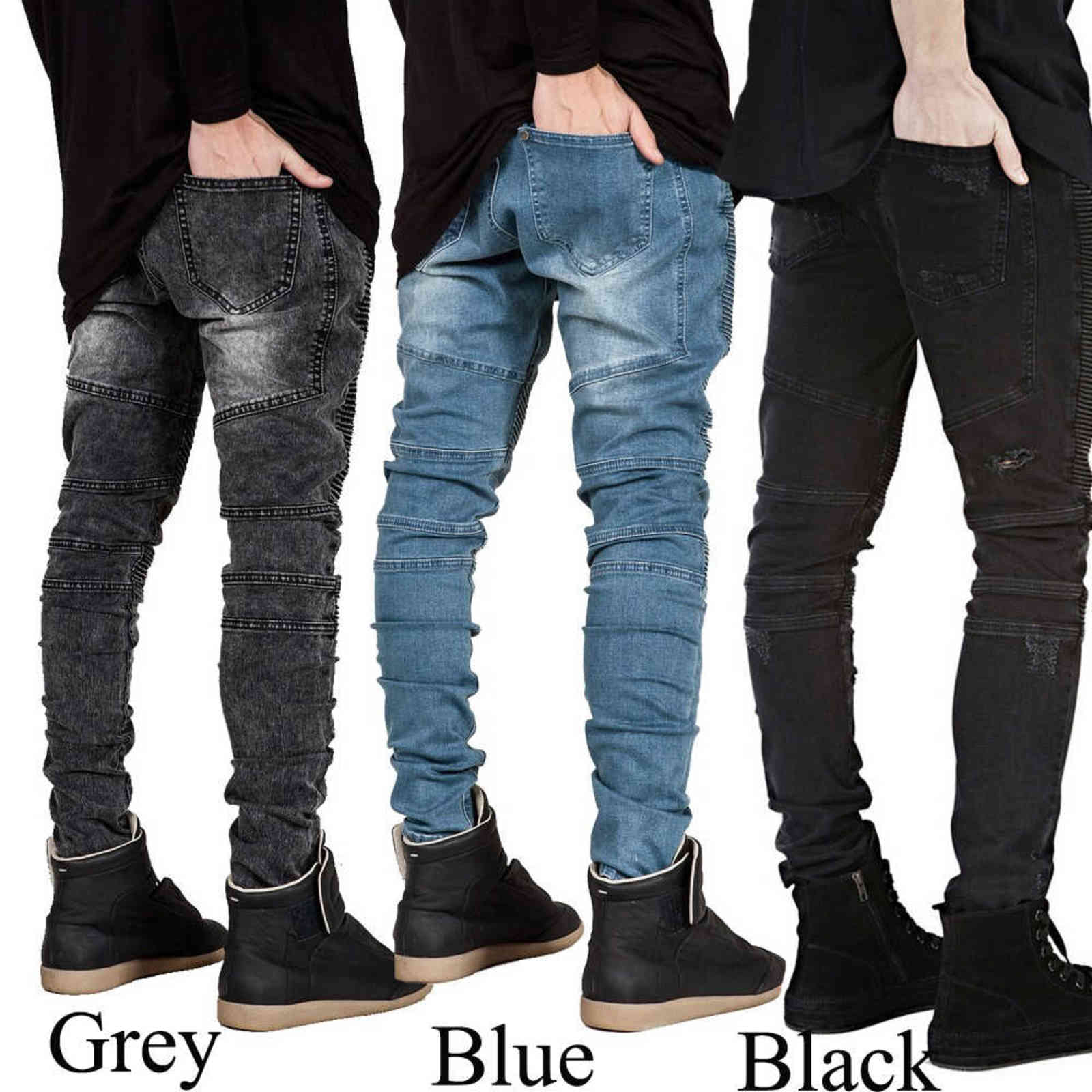Men Jeans Runway Slim Racer Biker Jeans Fashion Hiphop Skinny Jeans For Men H0292 211120