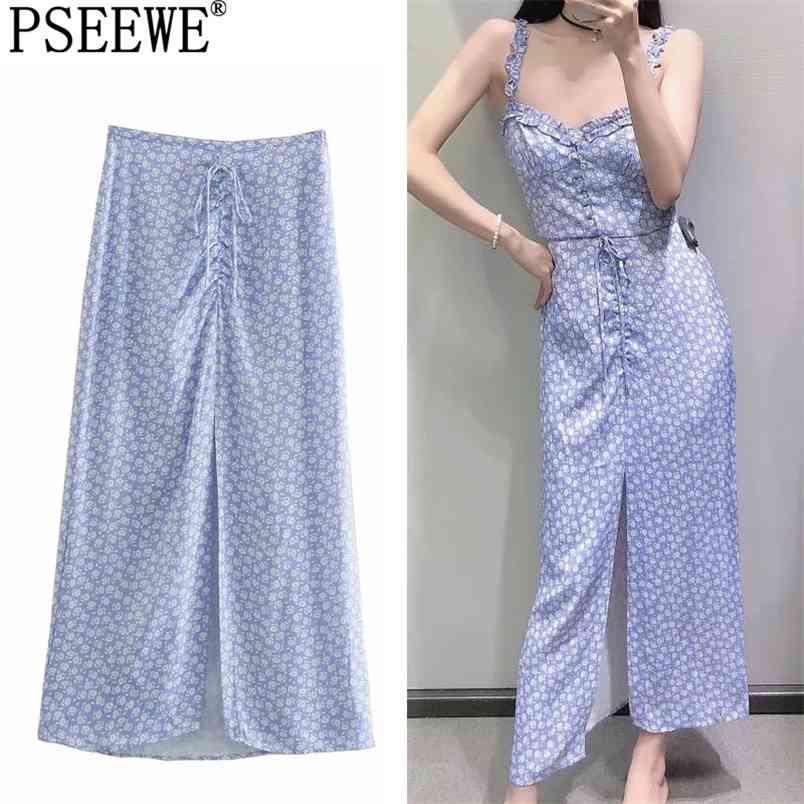 Blue Floral Long Skirt Women Summer High Waist Midi With Slit Ruched Fairycore Fashion Woman s Suits 210519
Blue Floral Long Skirt Women Summer High Waist Midi With Slit Ruched Fairycore Fashion Woman s Suits 210519