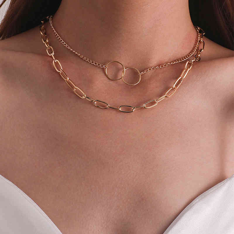 Big Chain Choker Necklaces For Women Men Vintage Geometric Gold Necklace Chunky Thick Fashion Female Jewelry Wedding Gift