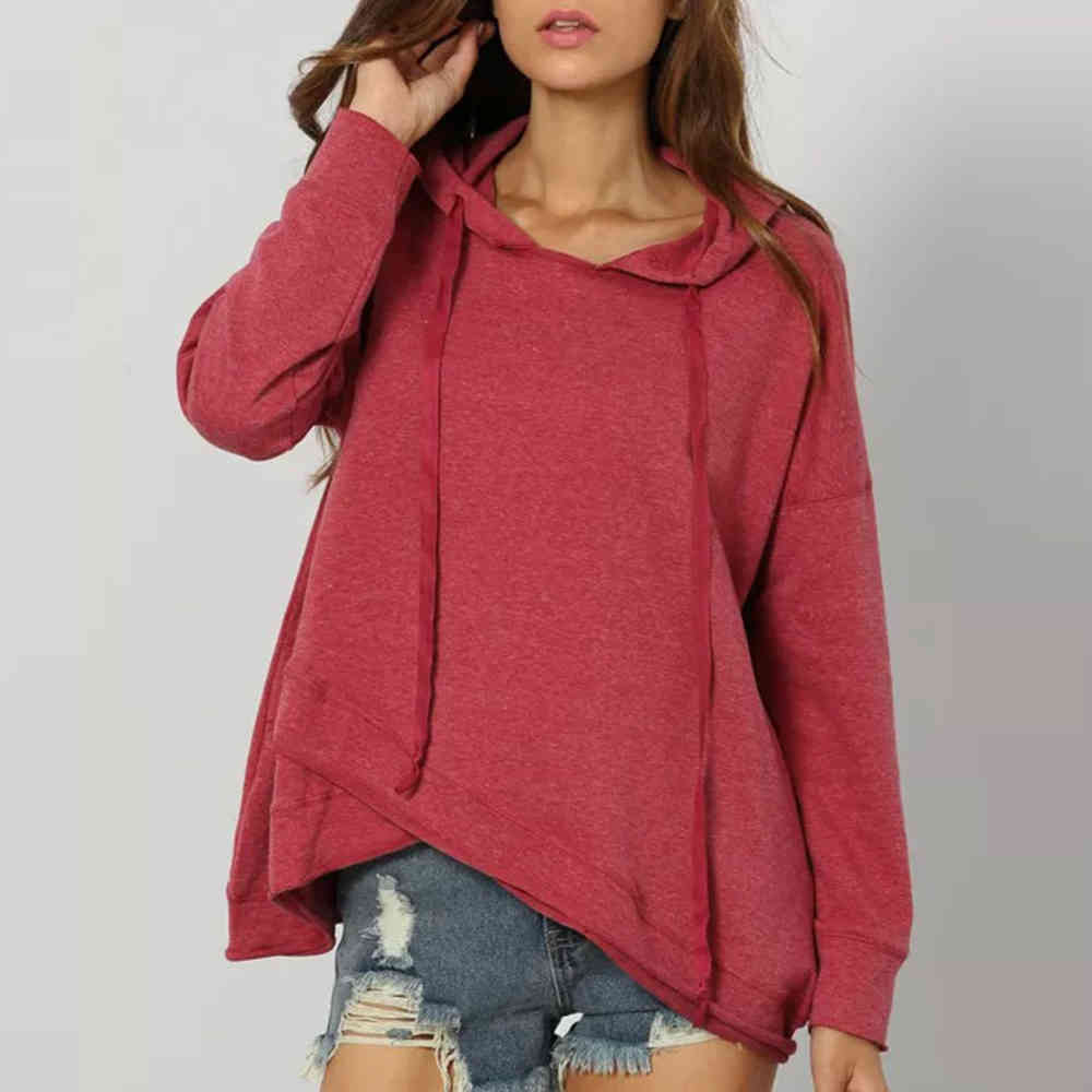 Women Autumn Casual Solid Loose Hoodies Long Sleeve Streetwear Plus Size Sweatshirts Vintage Pullover 210428