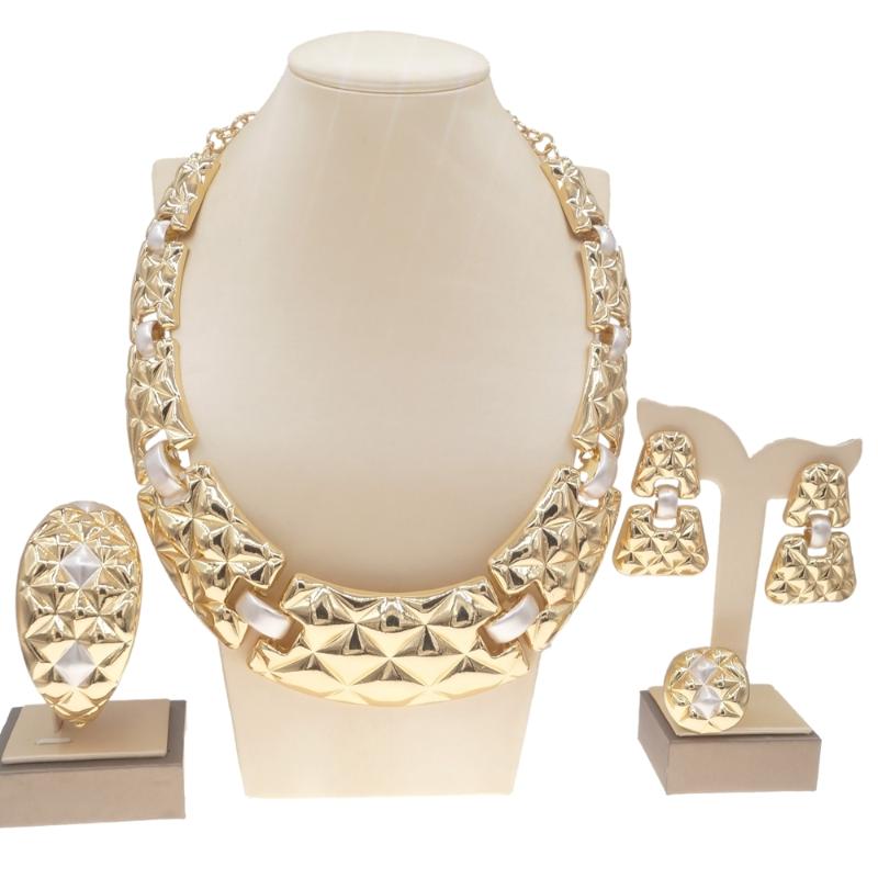Earrings & Necklace Yulaili Selling Brazilian Gold Luxury Copper Plated Jewelry Set Italian Fashion Sets For Women Party Wedding, As pic
Earrings & Necklace Yulaili Selling Brazilian Gold Luxury Copper Plated Jewelry Set Italian Fashion Sets For Women Party Wedding, As pic