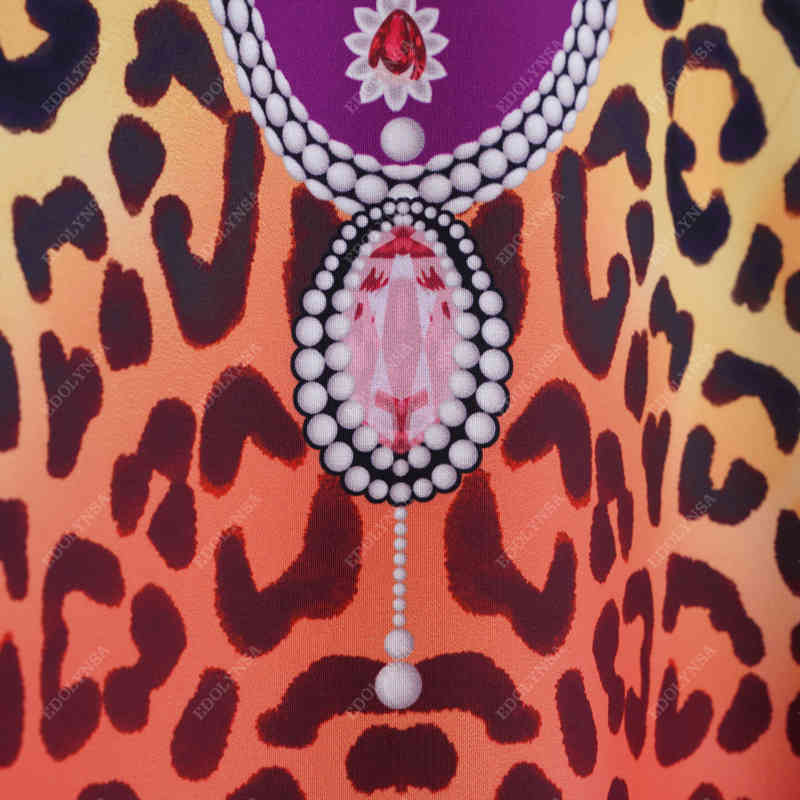 Quick-drying Swimwear Cover-ups Bohemian Leopard Printed Summer Dress Cotton Tunic Women Beach Wear Swim Suit Cover Up Q990 210420