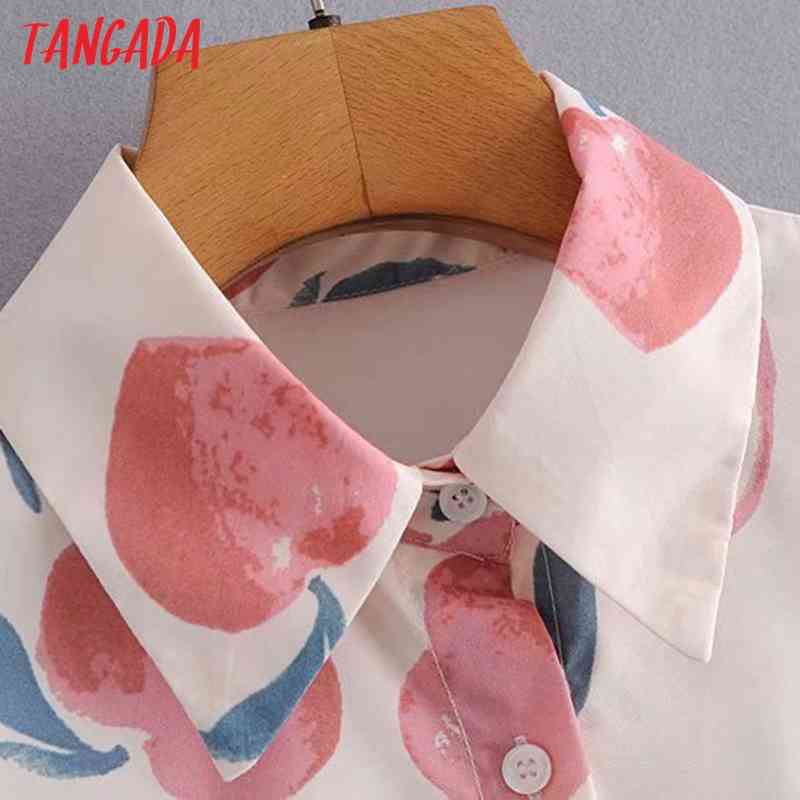 Women Retro Oversized Fruit Print Blouse Long Sleeve Chic Female Casual Loose Shirt Blusas Femininas 2G19 210416