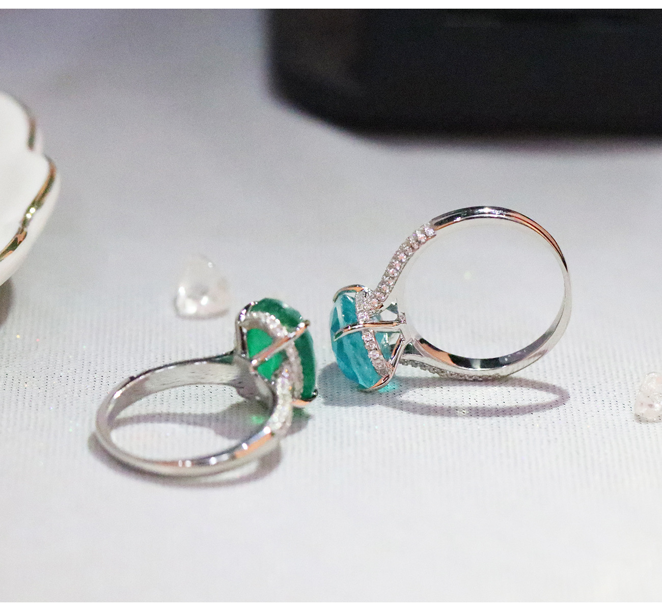 Vintage 4ct Paraiba Tourmaline Promise ring 925 Sterling silver Engagement Wedding Band Rings for women Bridal Finer Jewelry