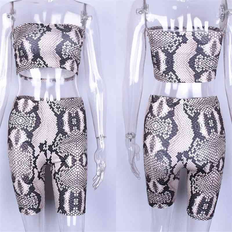 Two Piece Set Womens Summer Casual Shinny Tube Top Shorts Bodycon Outfits Sexy Short Sport Jumpsuit s 210428