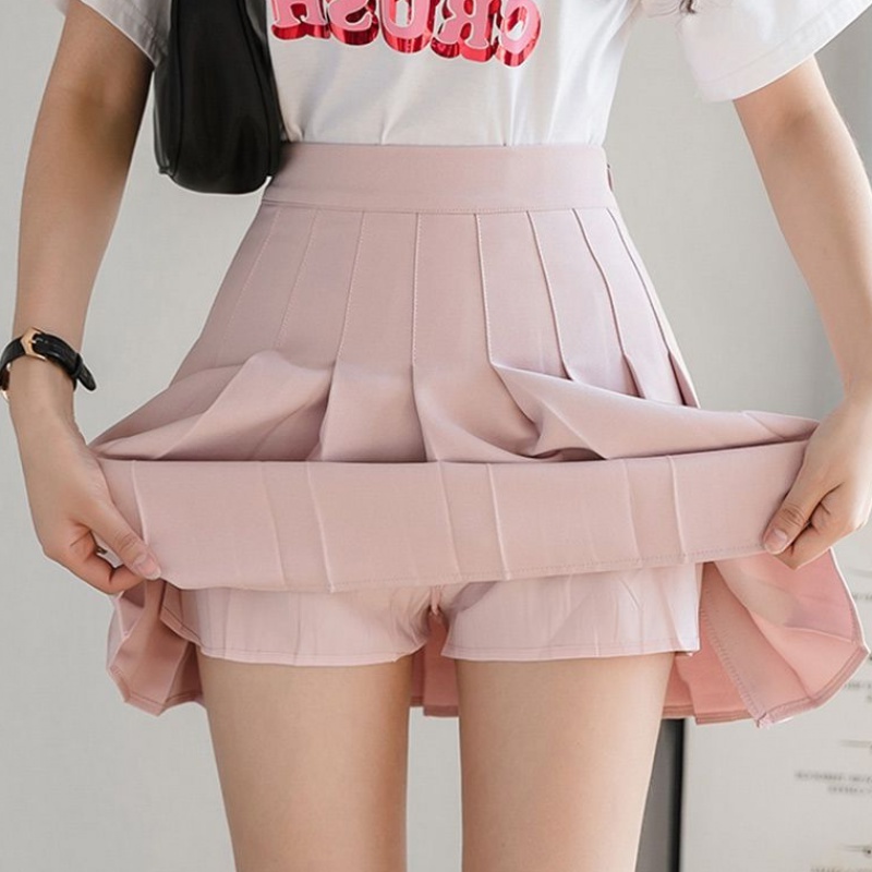 kawaii Summer Women Pleated skirts womens mini Skirts High Waist white black sweet girl Korean faldas mujer 210521