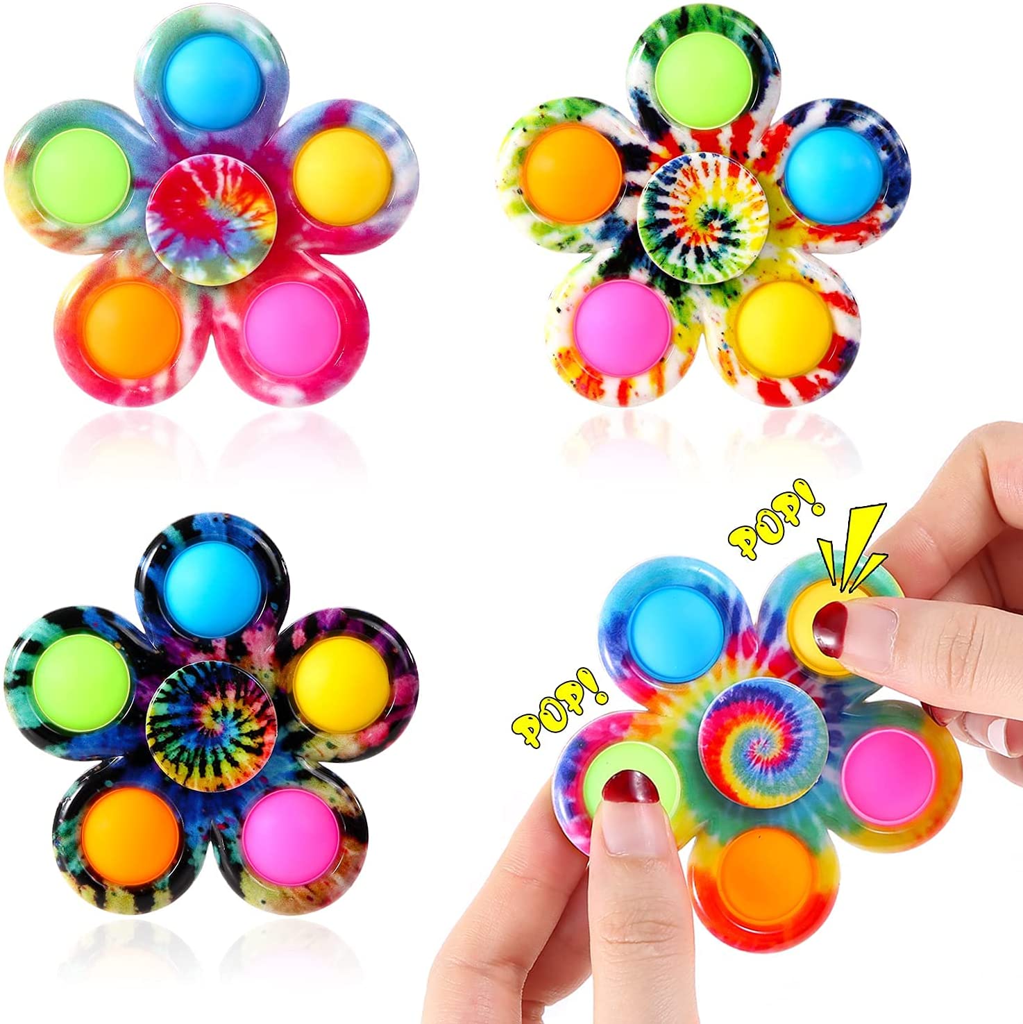 Fidget Spinner Toys 4 Pack, Tie-Dye Popper Pop Bubble Spinner Set, Christmas Party Favors Sensory Bulk Pack , Pop Hand , Gifts for Kids Teen Girls or Boys
Fidget Spinner Toys 4 Pack, Tie-Dye Popper Pop Bubble Spinner Set, Christmas Party Favors Sensory Bulk Pack , Pop Hand , Gifts for Kids Teen Girls or Boys