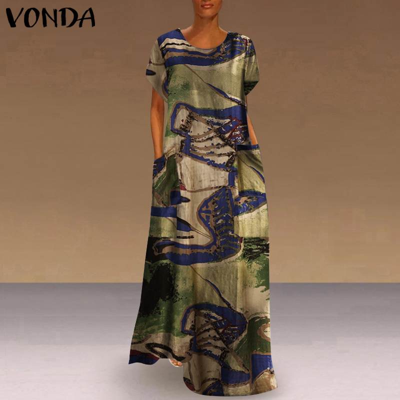 Plus Size Women Short Sleeve Dress VONDA Female Casual Cotton Vintage Printed Dress Bohemian Summer Beach Sundress Plus Size, Green
Plus Size Women Short Sleeve Dress VONDA Female Casual Cotton Vintage Printed Dress Bohemian Summer Beach Sundress Plus Size, Green