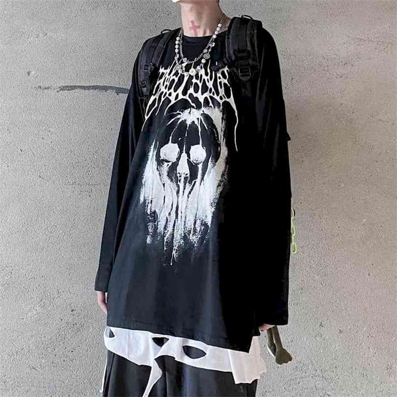 Long-sleeved T-shirt Tops Women Streetwear Top Goth Harajuku Skull T Shirt Funeral Graffiti Dark High Street Loose Bottoming 210720, Black
Long-sleeved T-shirt Tops Women Streetwear Top Goth Harajuku Skull T Shirt Funeral Graffiti Dark High Street Loose Bottoming 210720, Black