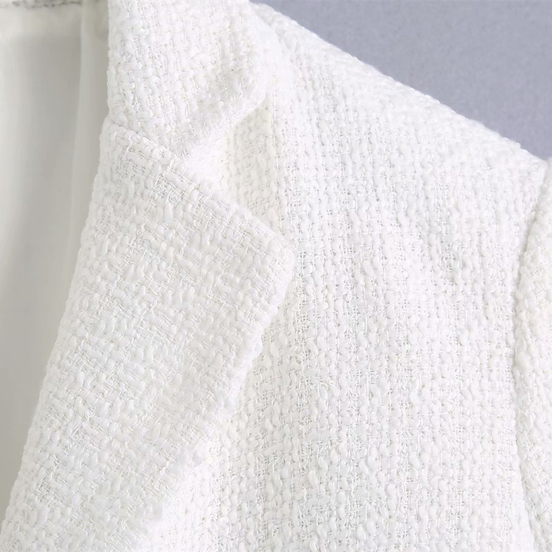 Casual Women V Neck Single-Breasted Jacket Summer Fashion Ladies High Street Female Textured Cropped Blazer 210515