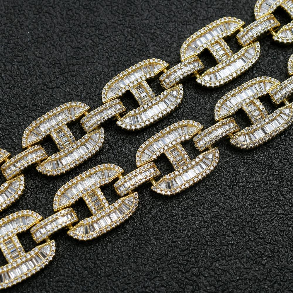 Iced Out CZ Cuban Link Chain Tennis Bracelet New Fashion Charm Hip Hop Bling 16mm Mens Pig Nose Chain Bracelet with Cubic Zircon Gifts for Men And Wom