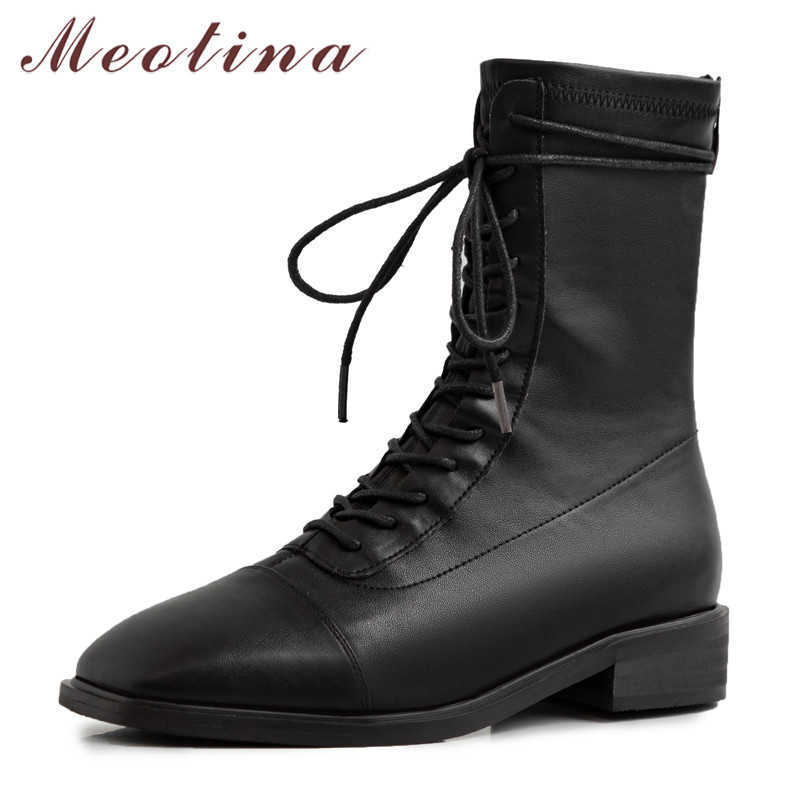 Meotina Autumn Ankle Boots Women Boots Zipper Thick Heels Short Boots Lace Up Square Toe Shoes Lady Winter Brown Size 34-39 210608, Black synthetic lini
Meotina Autumn Ankle Boots Women Boots Zipper Thick Heels Short Boots Lace Up Square Toe Shoes Lady Winter Brown Size 34-39 210608, Black synthetic lini