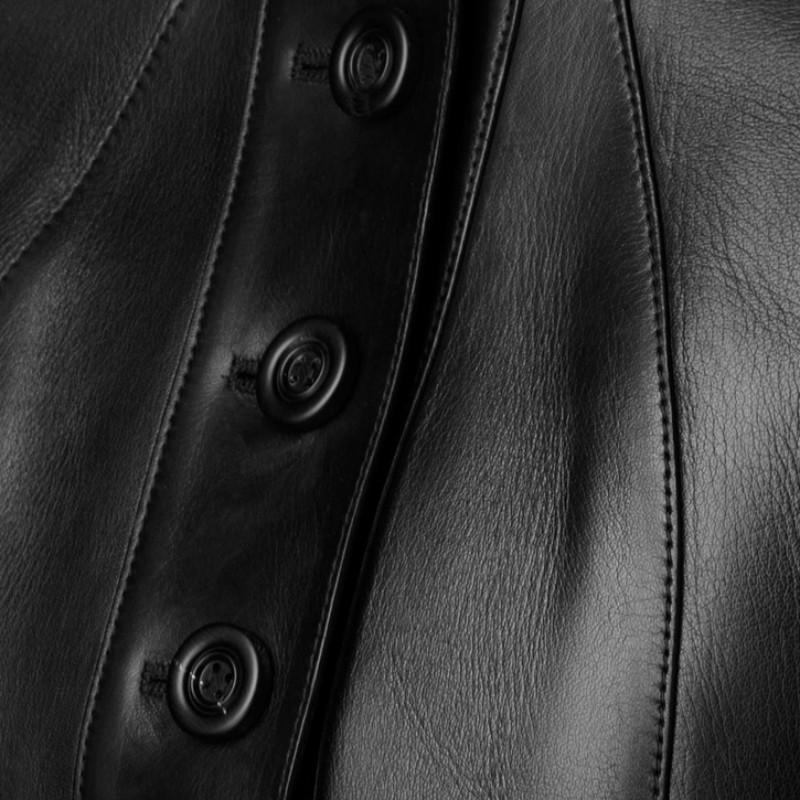 Genuine Leather 100% Biker Jacket Women Stand Collar Slim Fit Ruffle Short Outerwear Office Ladies High Quality Sheepskin Coat Women's & Fau